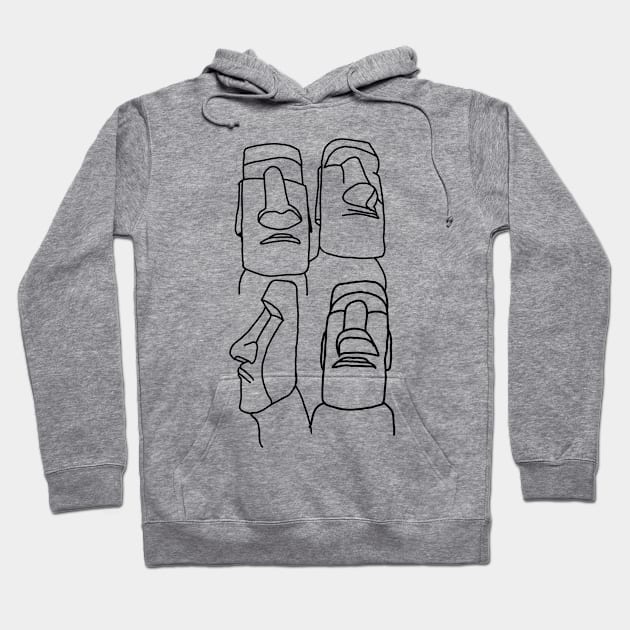 Easter island statues outline Hoodie by Aldebaran